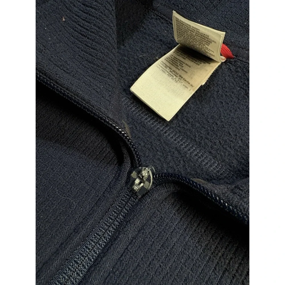 The North Face Waffle Knit Full Zip Jacket Men's Large Navy Blue Fleece‎